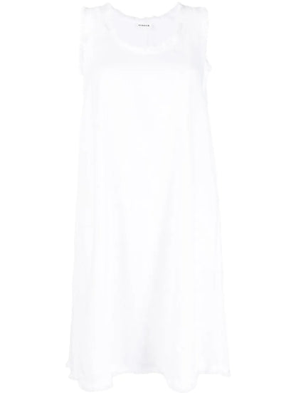 Frayed-Trim Linen Dress