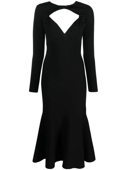 Detachable-Sleeves Midi Dress