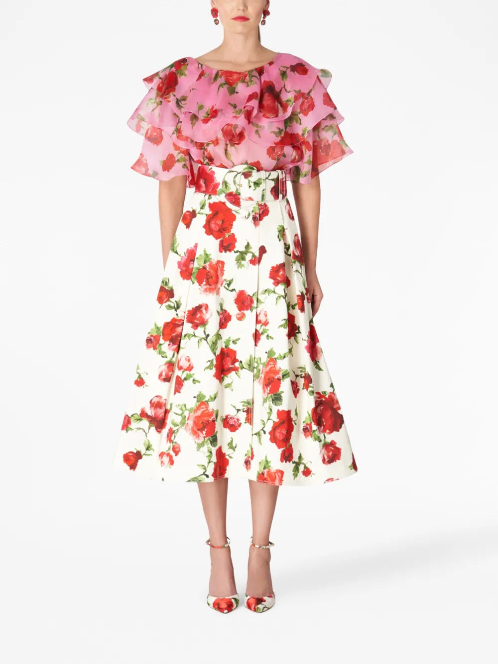 Floral-Print Silk Blouse