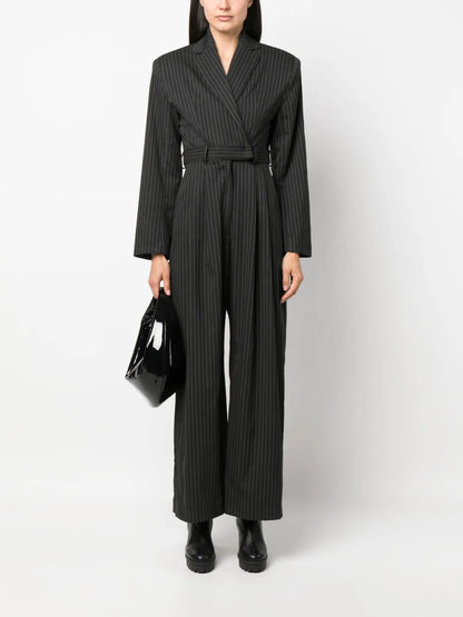Pinstripe-Print Wool Jumpsuit