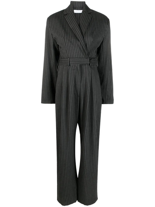 Pinstripe-Print Wool Jumpsuit