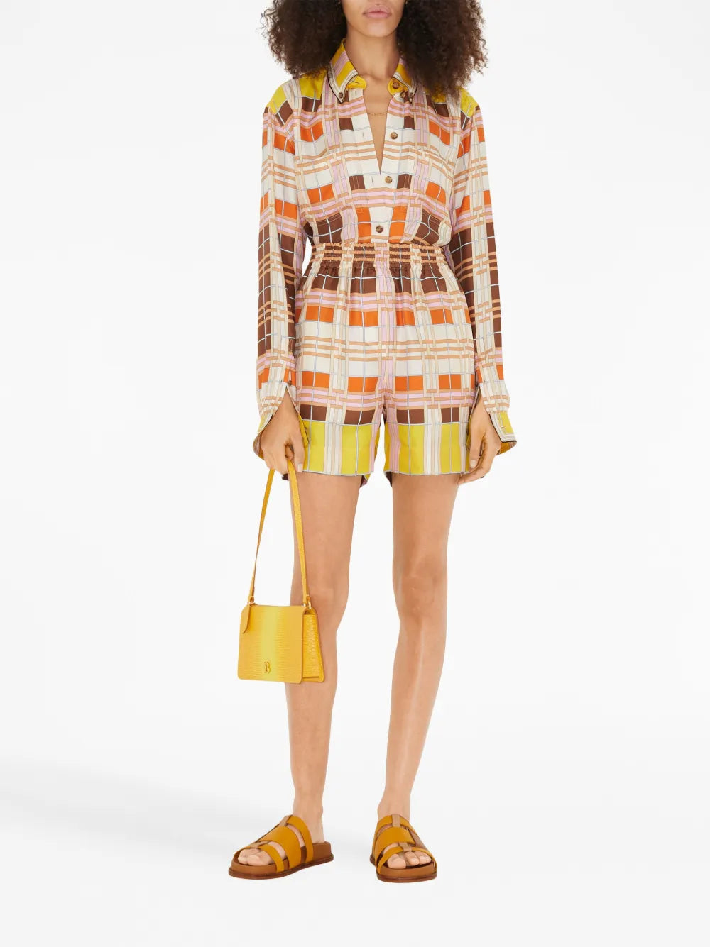 Geometric-Patterned Silk Shorts
