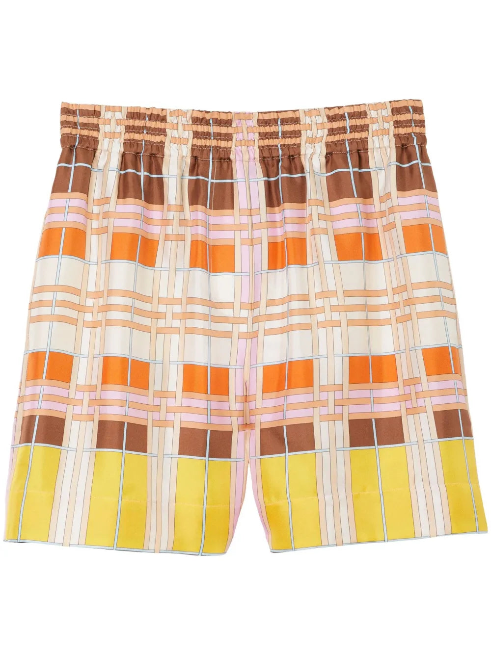 Geometric-Patterned Silk Shorts