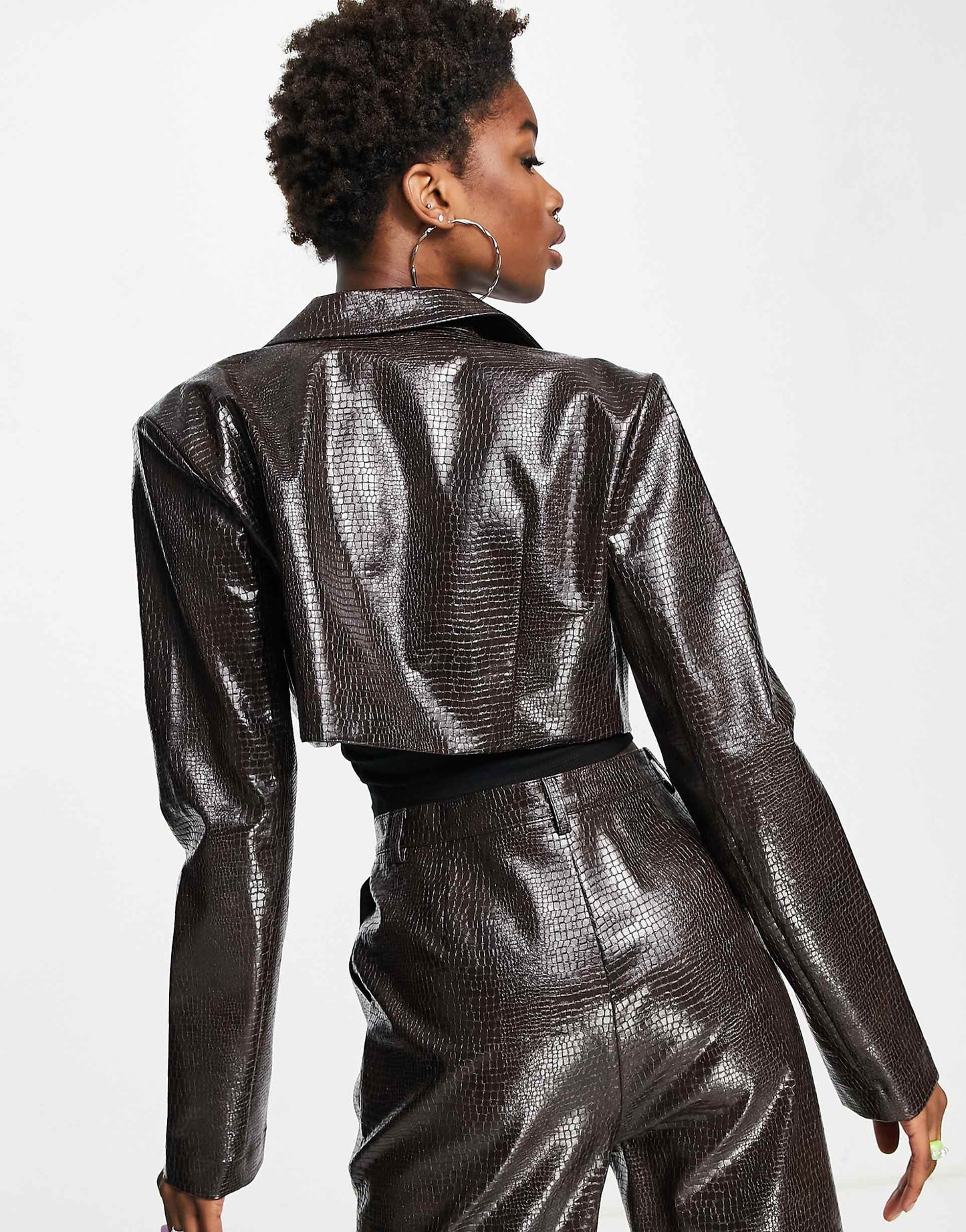 Cropped Faux Leather Jacket