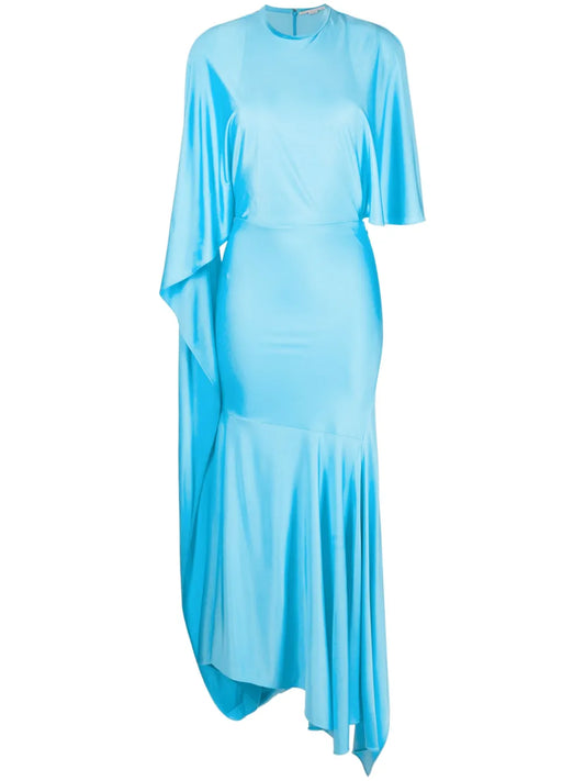 Cape-Sleeve Asymmetric Maxi Dress