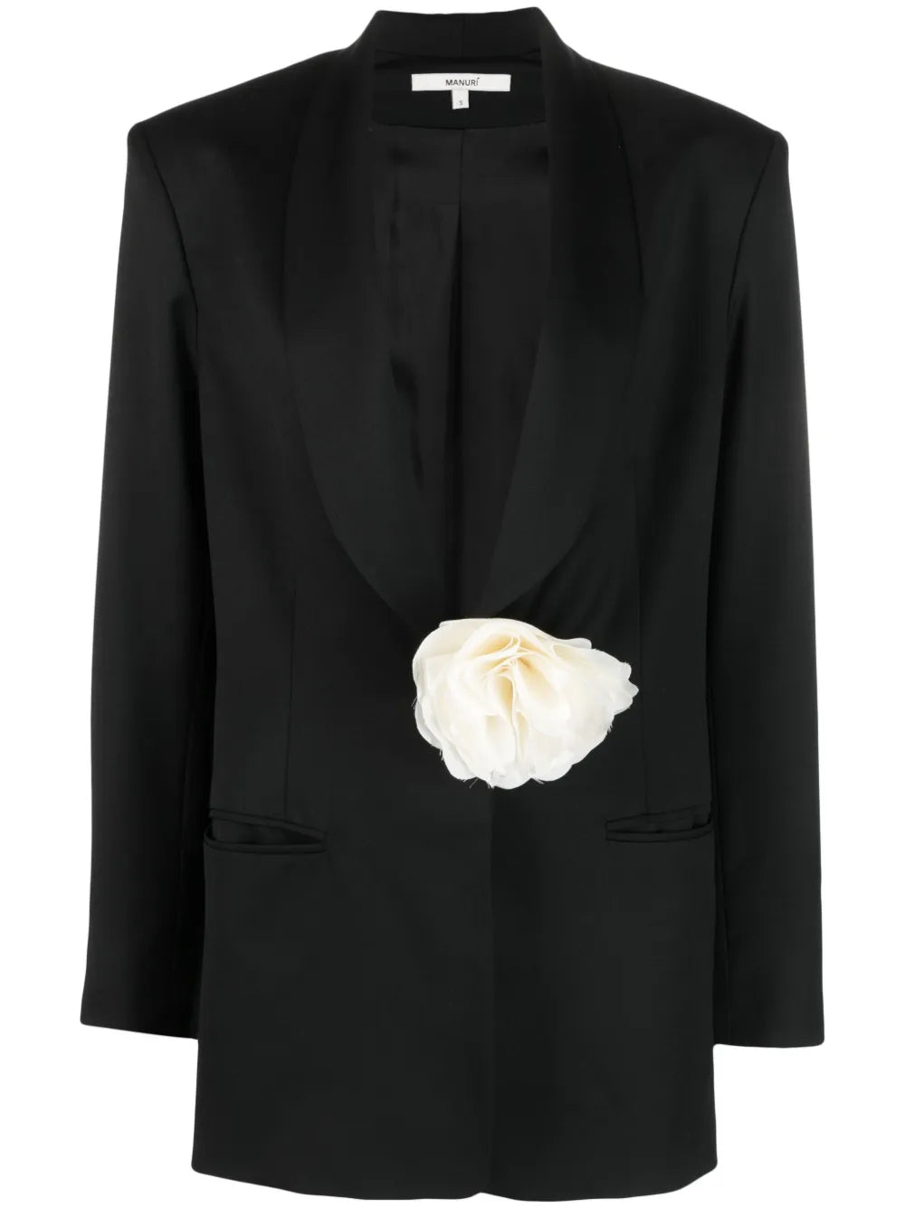 Floral-Applique Wool Blazer