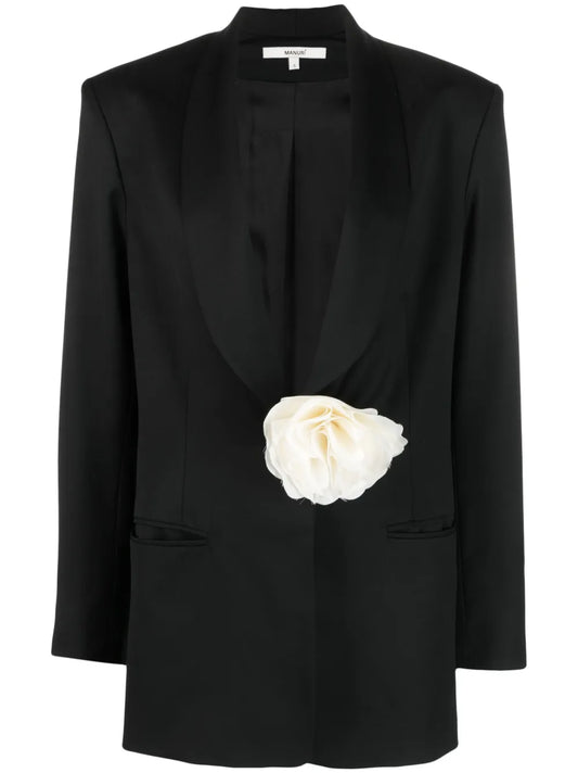 Floral-Applique Wool Blazer