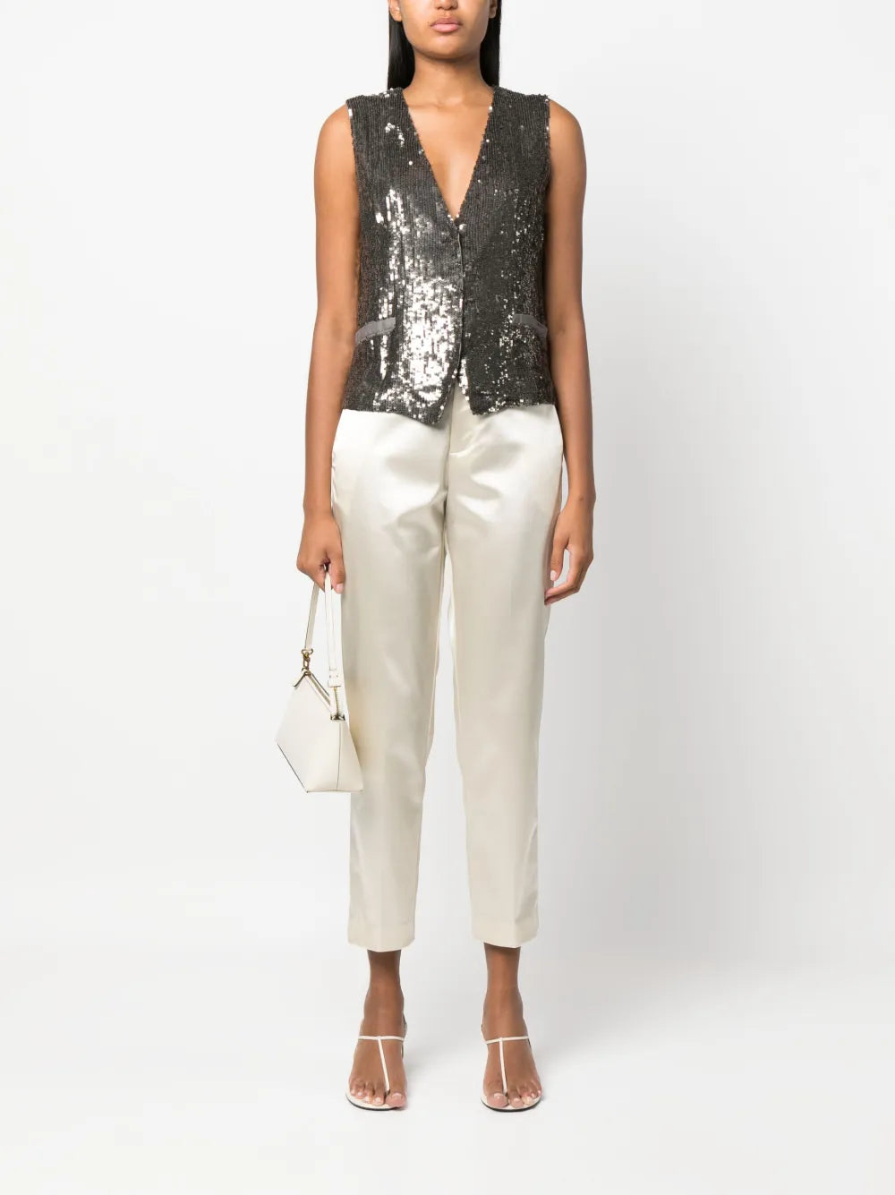 V-Neck Sequined Vest