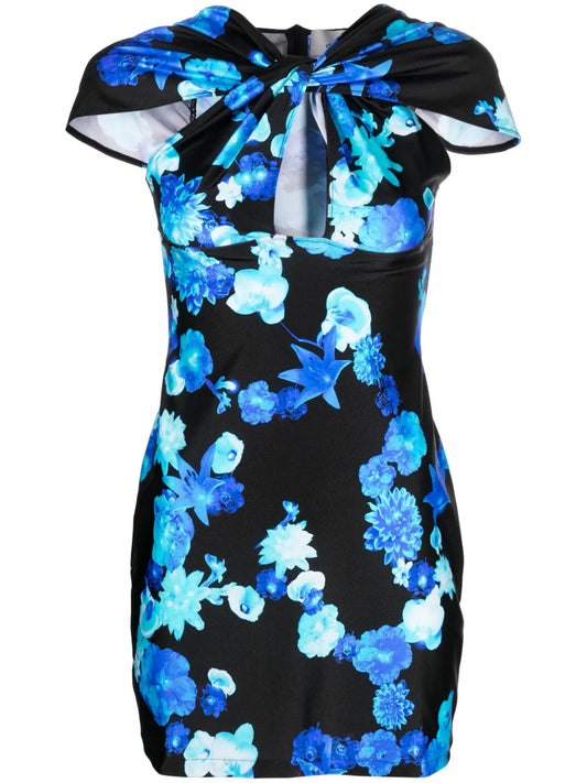 Floral-Print Cut-Out Minidress