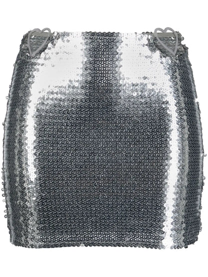Heart Cut-Out Sequinned Miniskirt