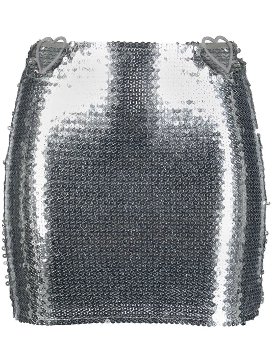 Heart Cut-Out Sequinned Miniskirt
