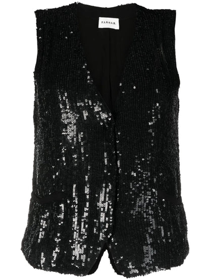 V-Neck Sequined Vest