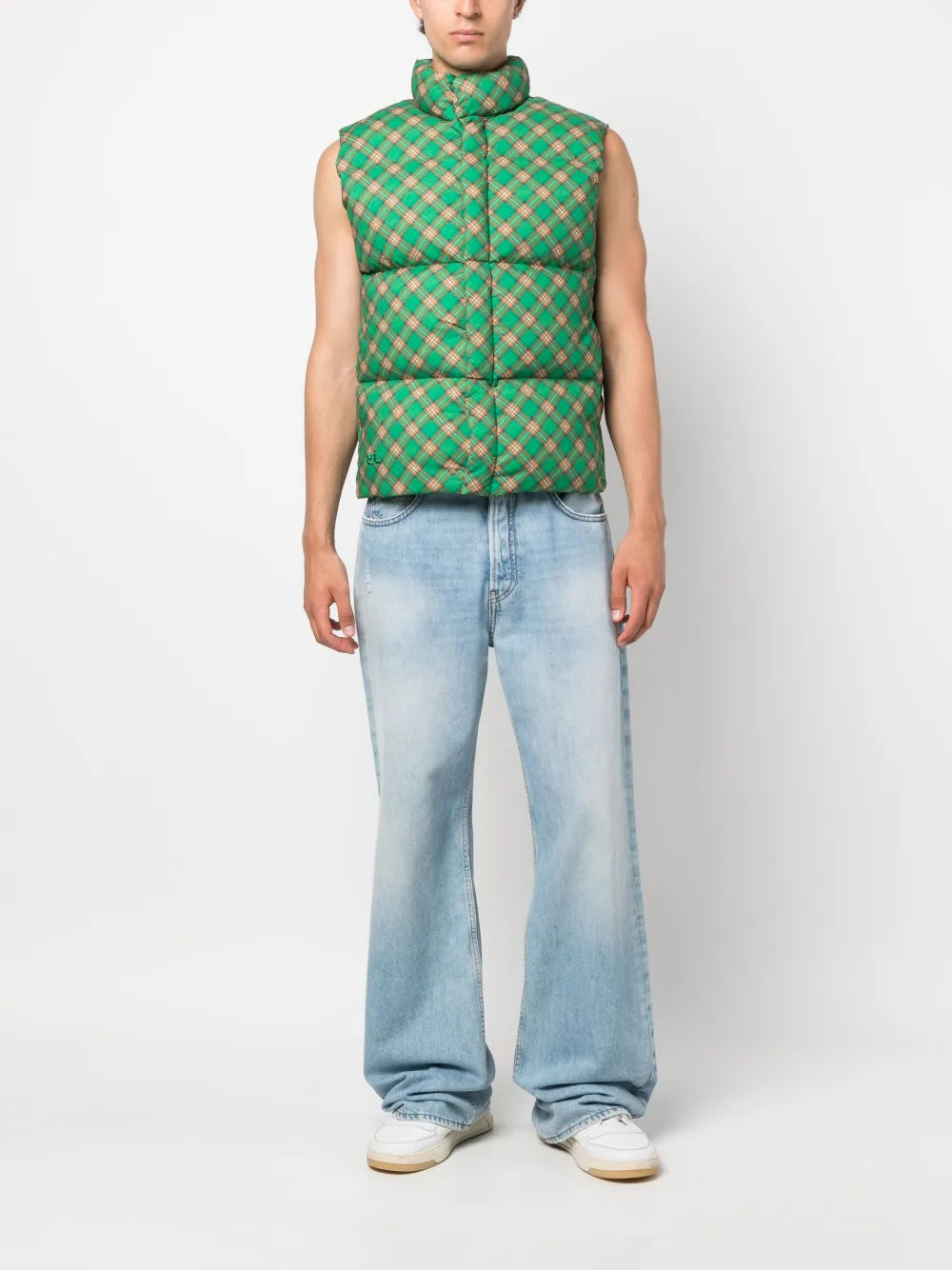 Checked Quilted Down Gilet