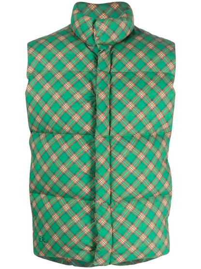 Checked Quilted Down Gilet