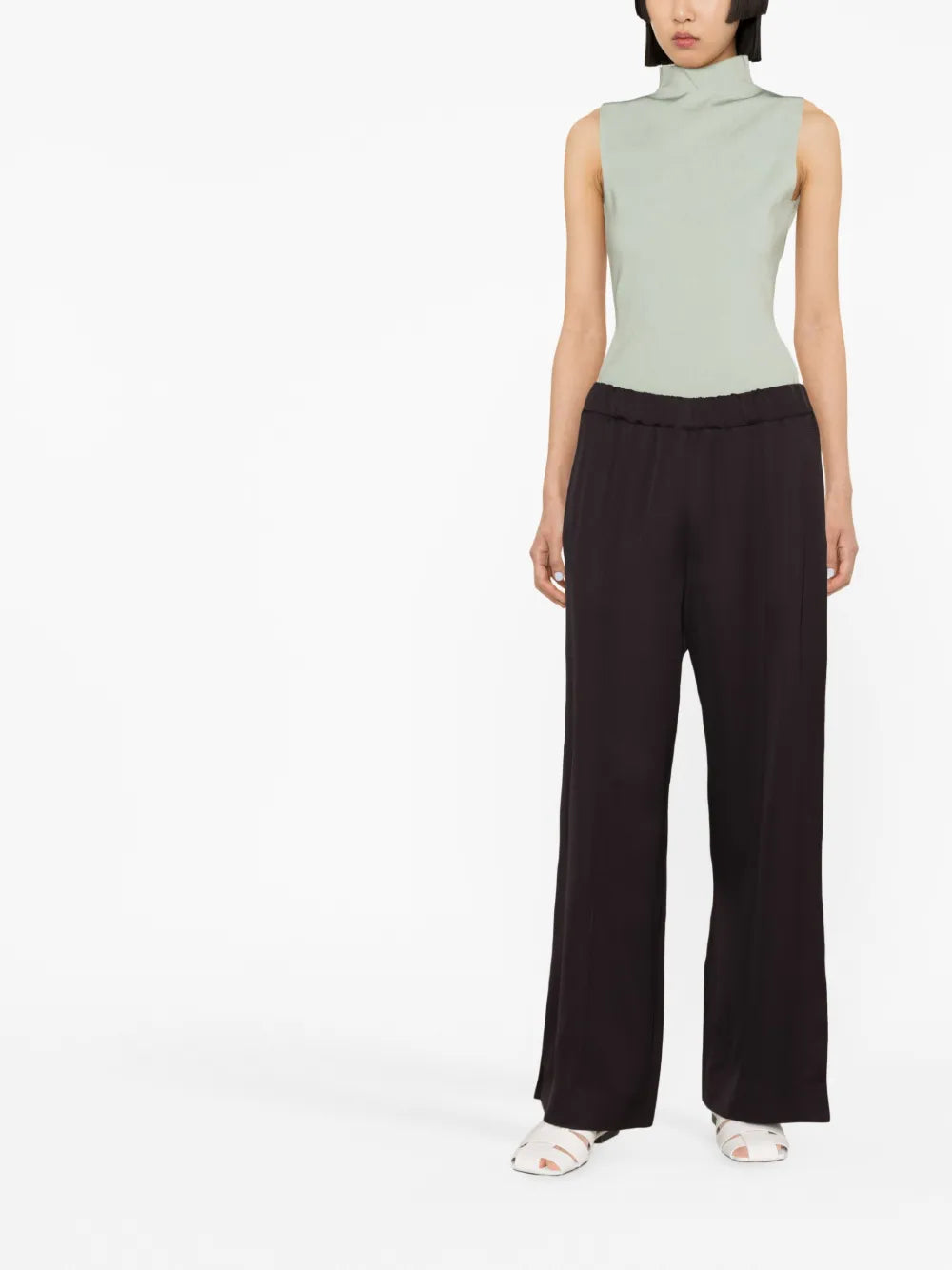Wide-Leg Elasticated-Waistband Trousers