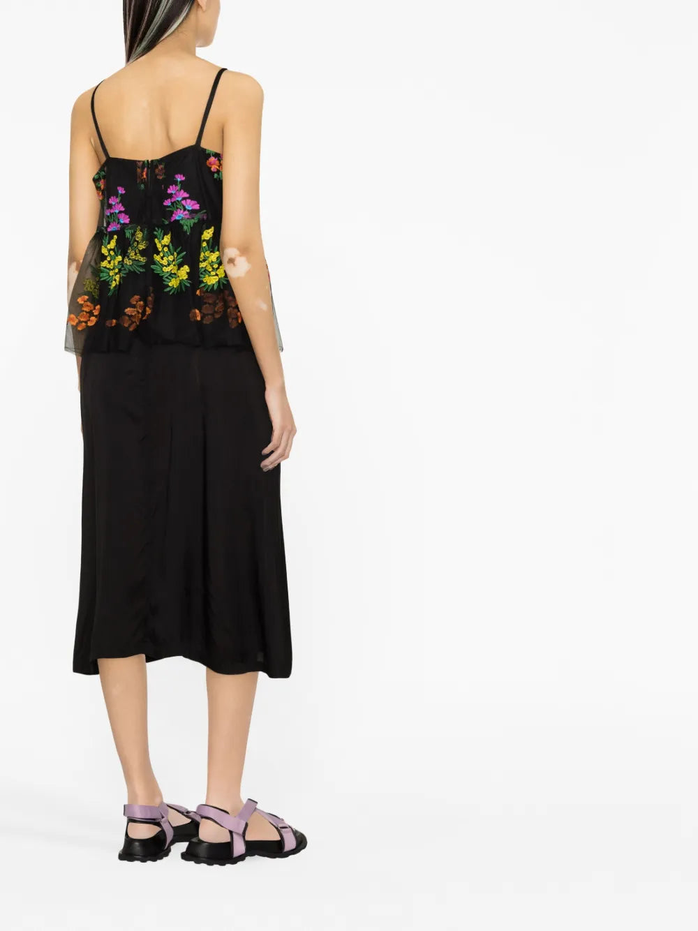 Tulle-Embroidered Taffeta Slip Dress