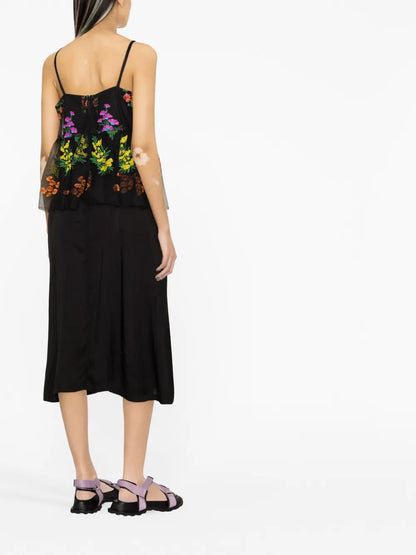 Tulle-Embroidered Taffeta Slip Dress