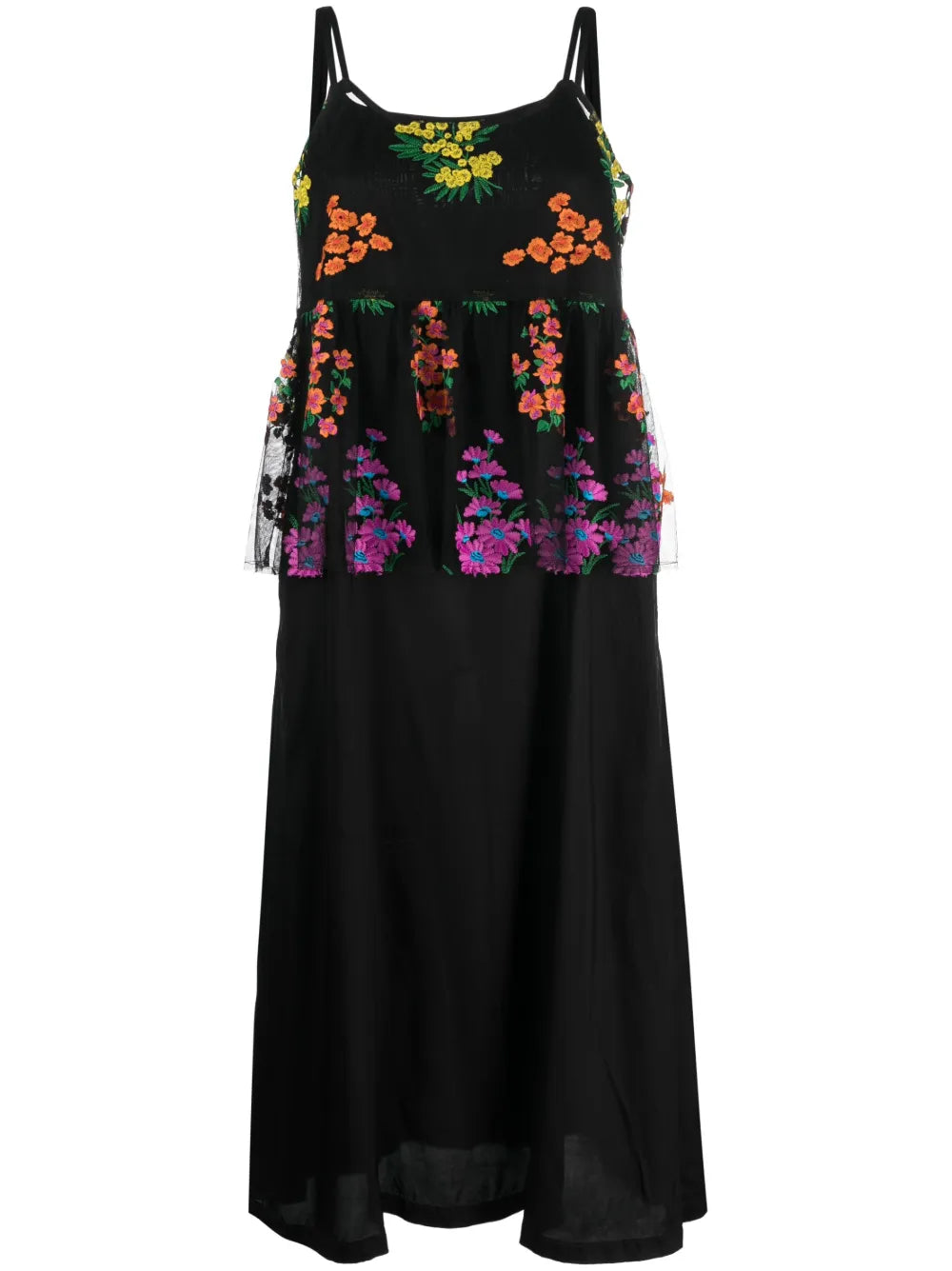 Tulle-Embroidered Taffeta Slip Dress