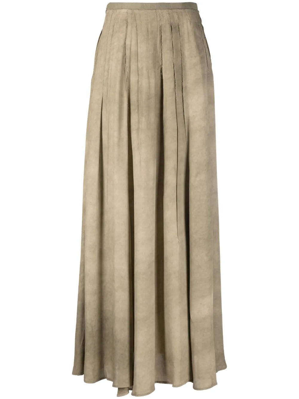 Distressed-Effect Pleated Maxi Skirt