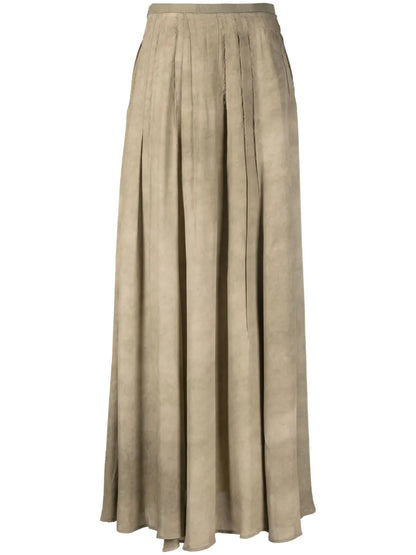 Distressed-Effect Pleated Maxi Skirt