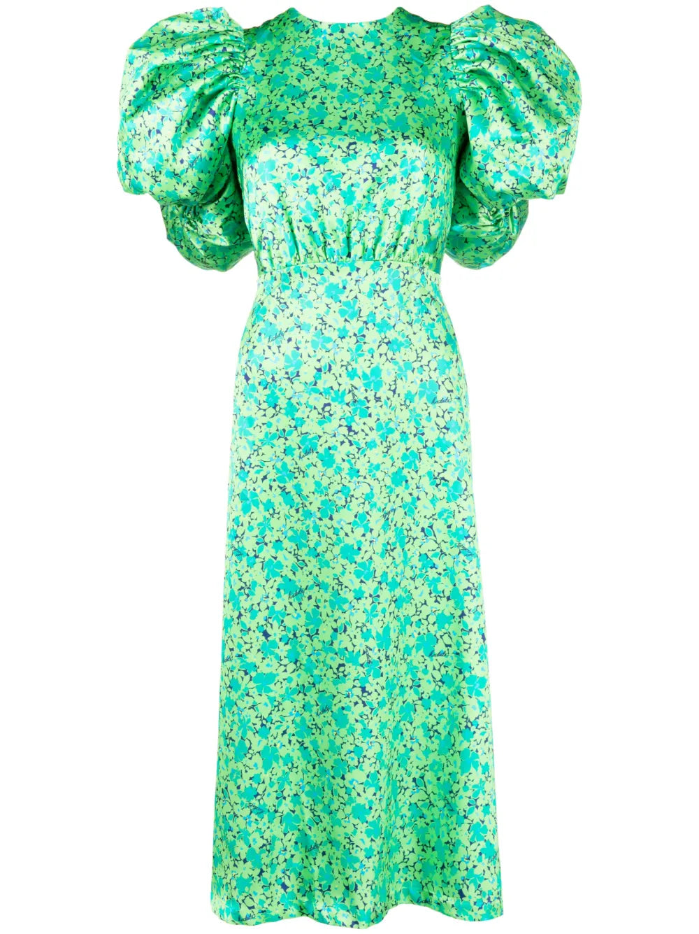 Floral-Print Satin Midi-Dress