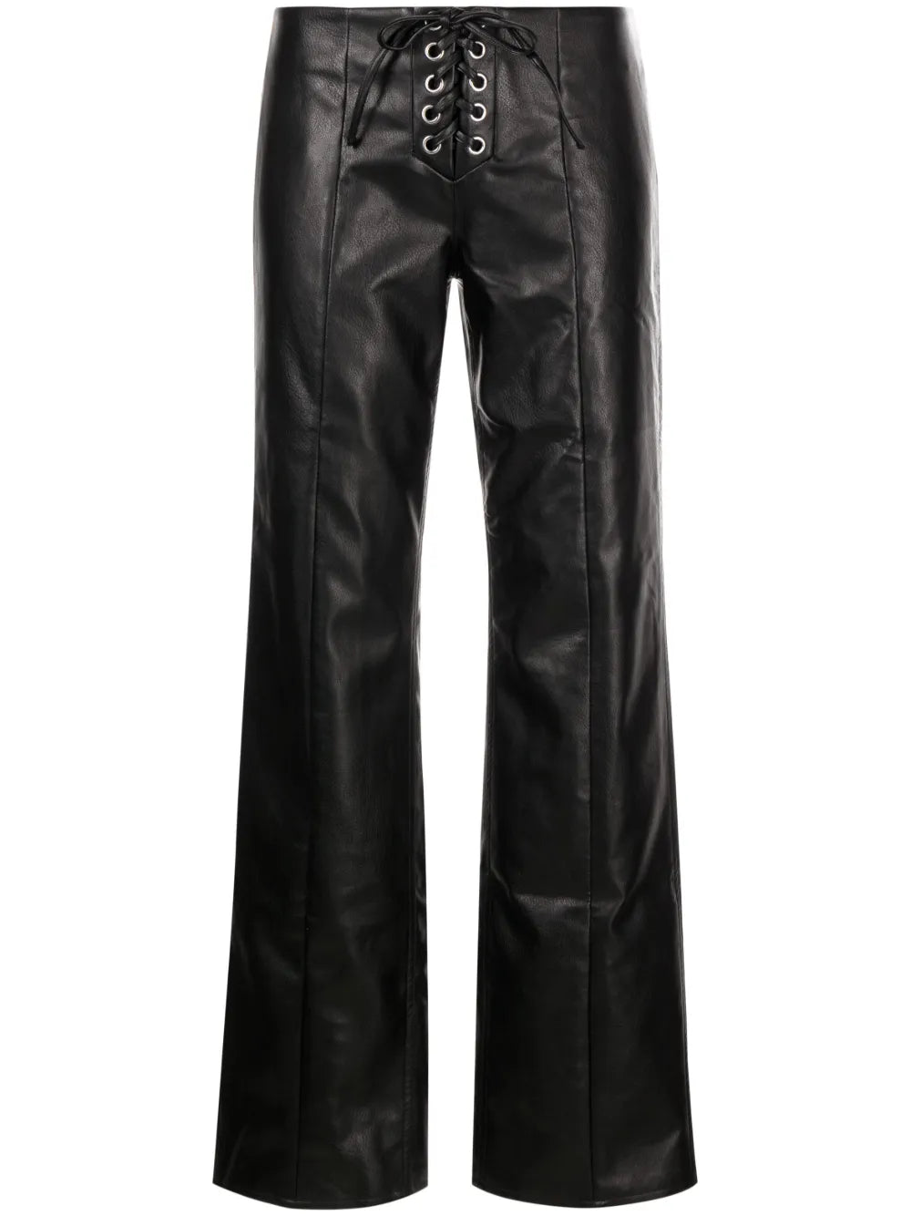 Lace-Up Faux-Leather Trousers