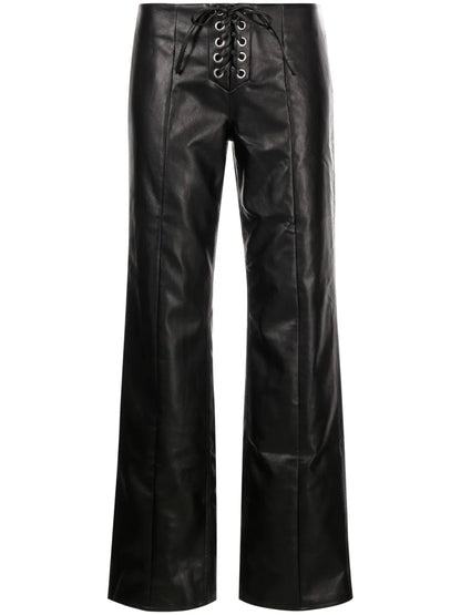 Lace-Up Faux-Leather Trousers