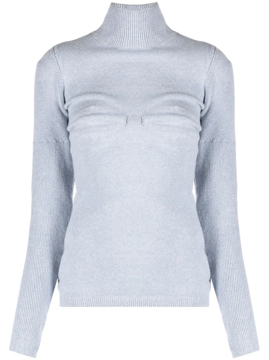 High-Neck Ribbed-Knit Jumper