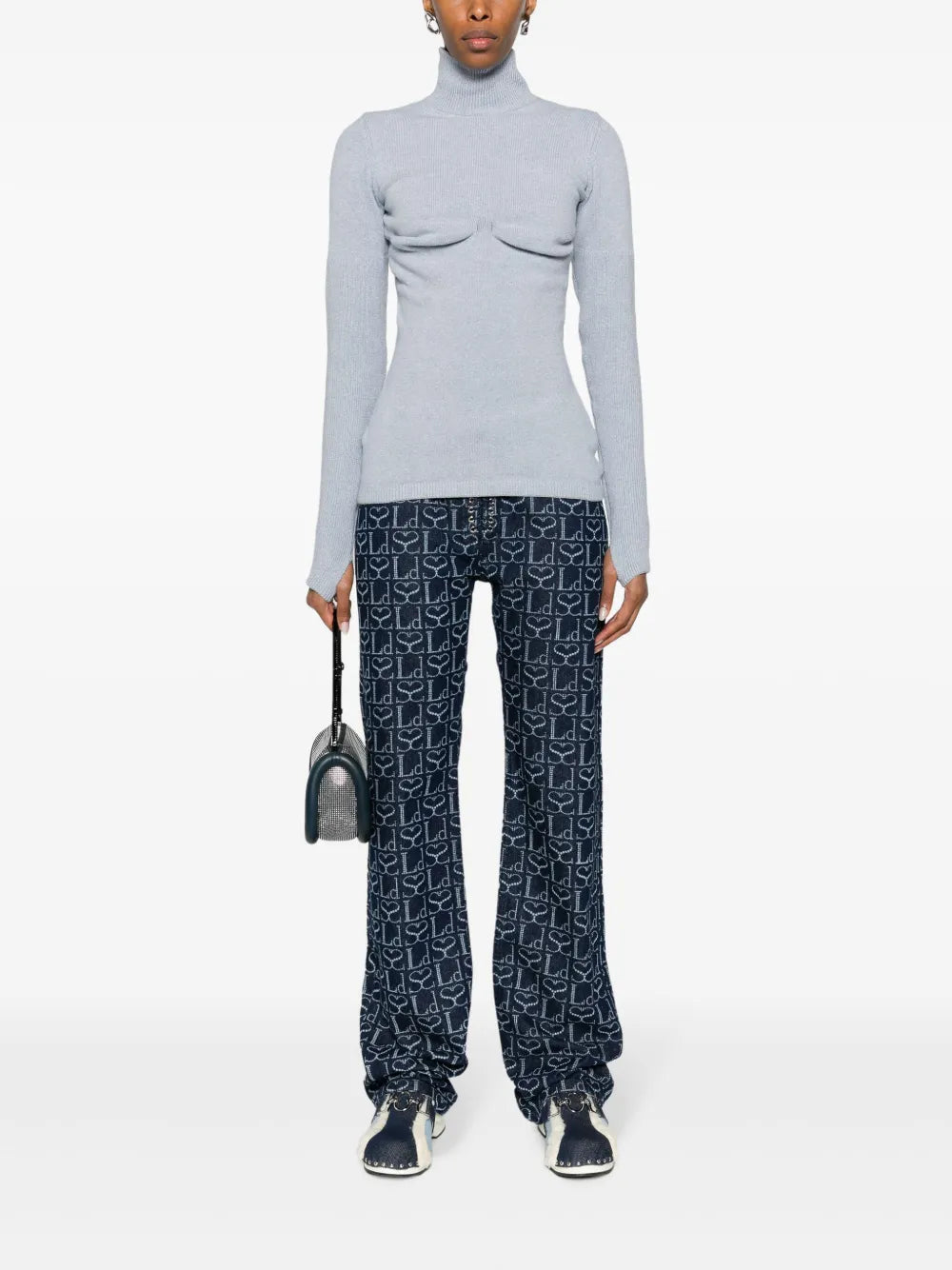 High-Neck Ribbed-Knit Jumper