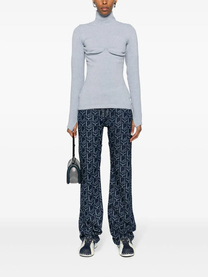 High-Neck Ribbed-Knit Jumper