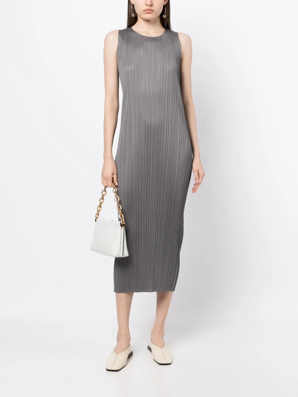 Sleeveless Pleated Midi Dress