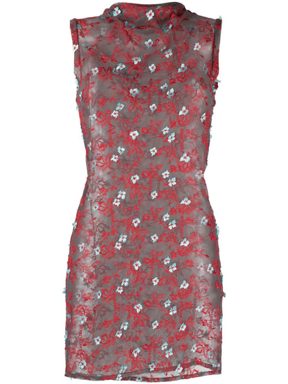Embroidered-Detail Lace Minidress