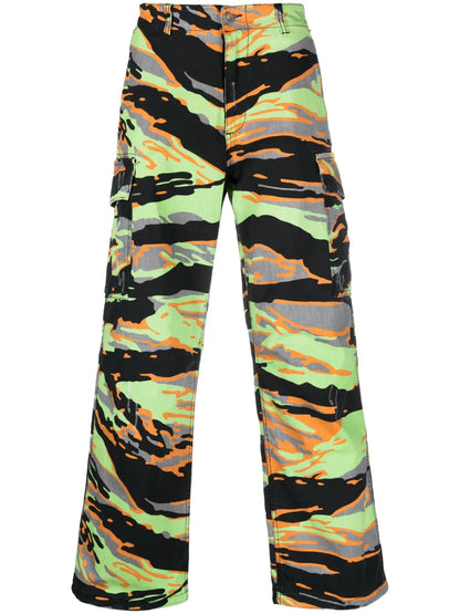 Graphic-Print Cargo Trousers