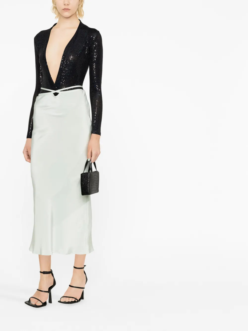 Plunge Sequin-Embellished Bodysuit