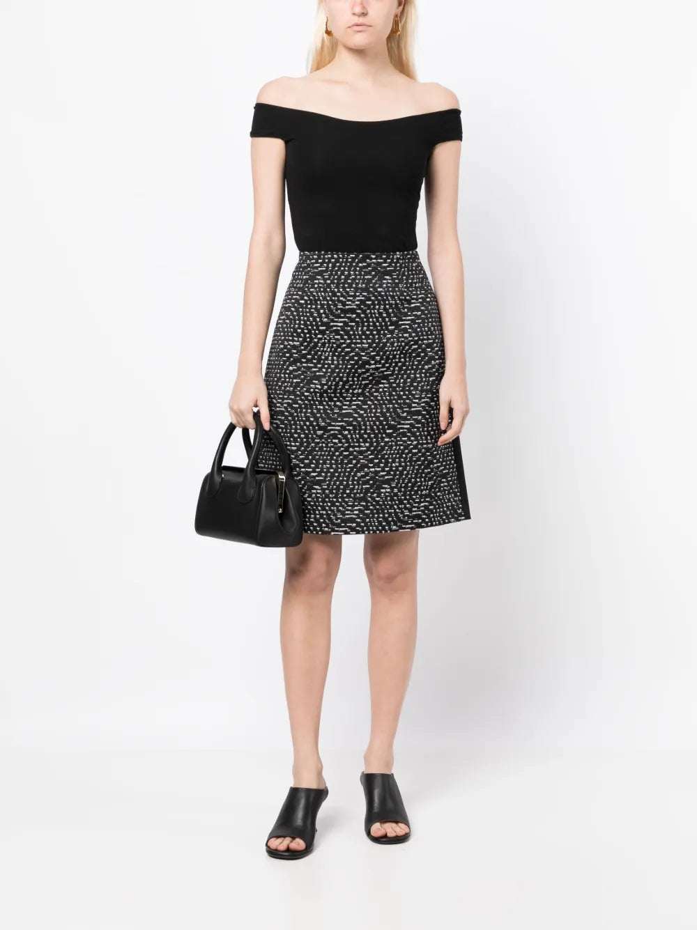 High-Waisted Tweed Skirt