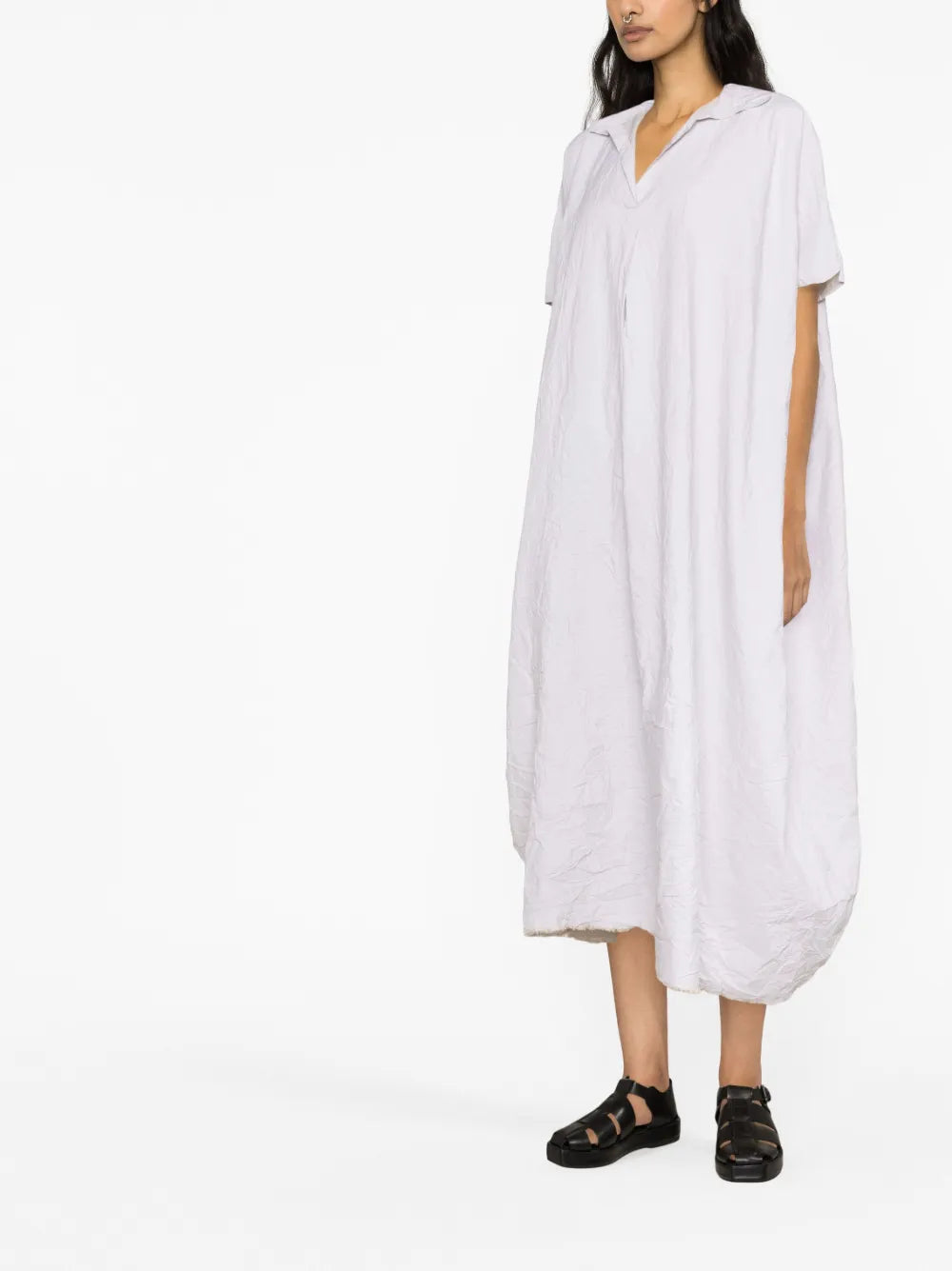 V-Neck Short-Sleeve Shirt Dress