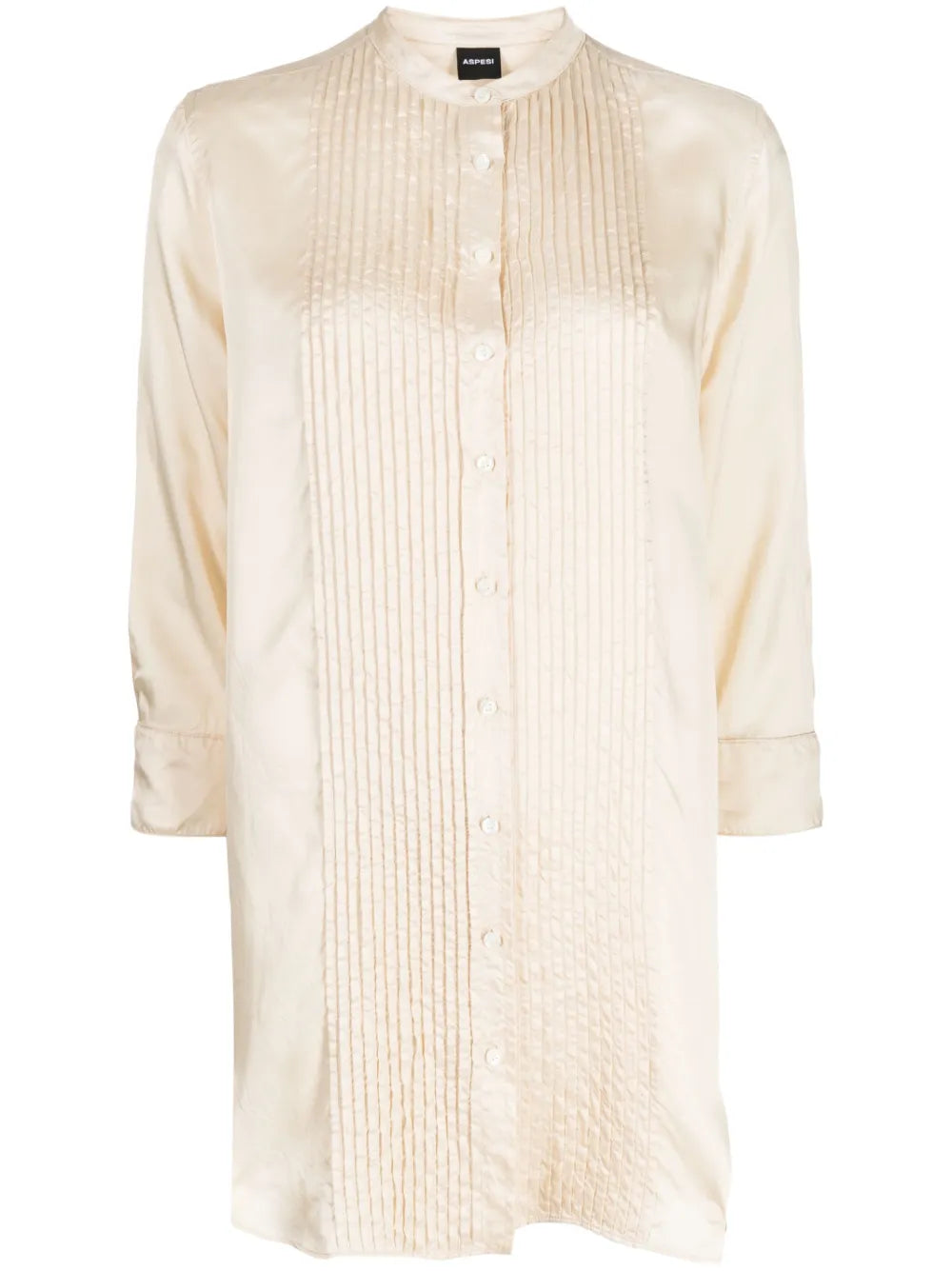 Pleated-Panel Three-Quarter Sleeved Shirt