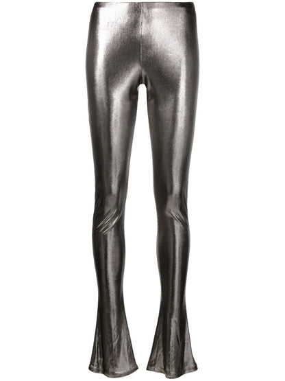 Laminated-Finish High-Waisted Trousers