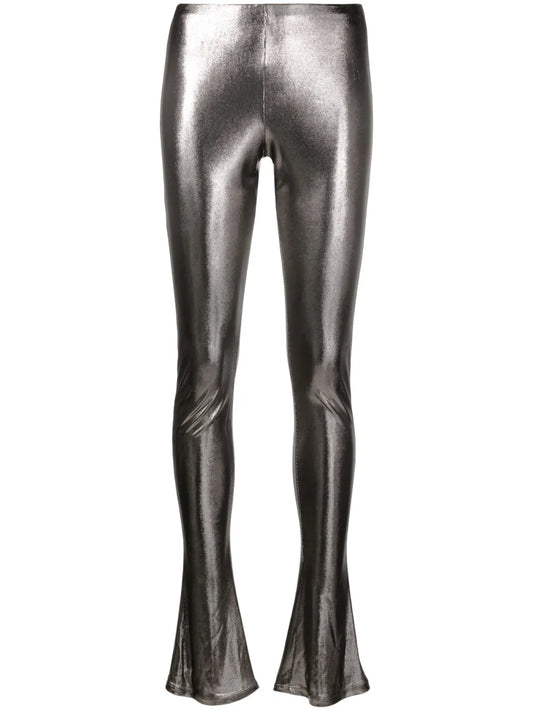 Laminated-Finish High-Waisted Trousers