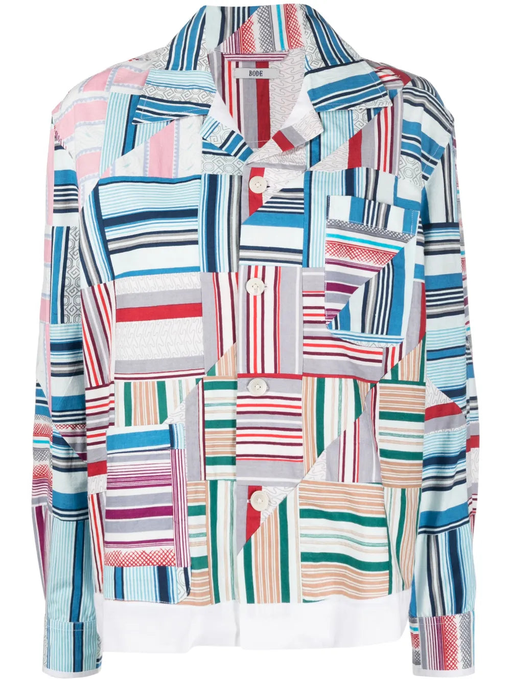 Patchwork Long-Sleeve Oxford Shirt