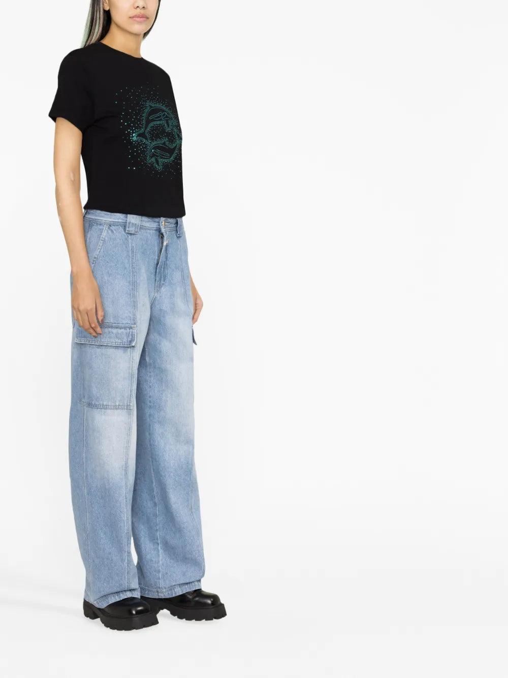 Rhinestone-Embellished Dolphin T-Shirt