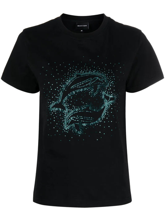 Rhinestone-Embellished Dolphin T-Shirt