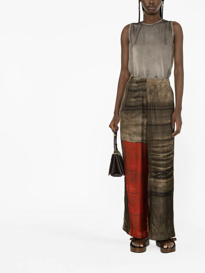 Printed Wide-Leg Trousers