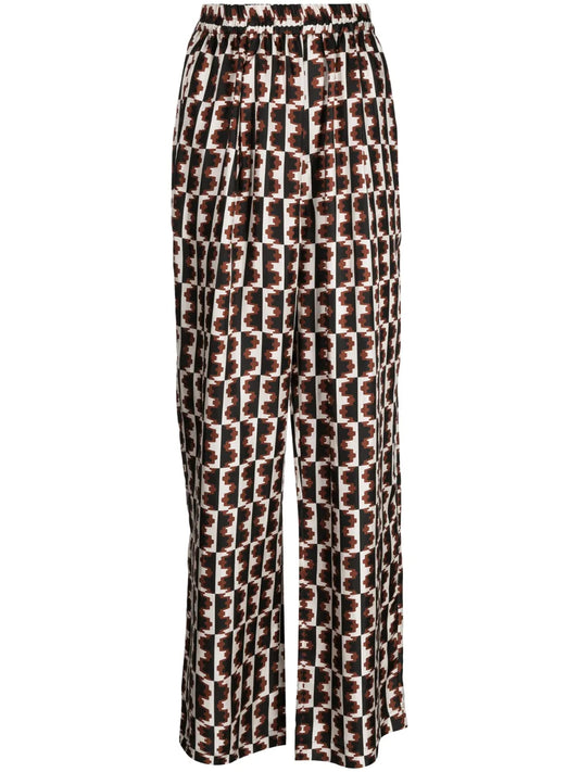 Straight-Leg Graphic-Print Trousers