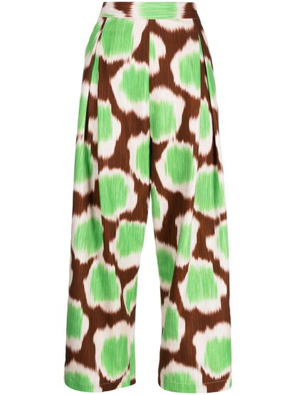 Straight-Leg Graphic-Print Trousers