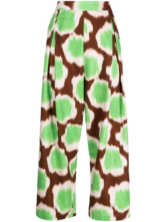 Straight-Leg Graphic-Print Trousers