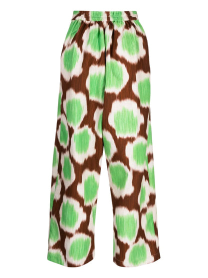 Straight-Leg Graphic-Print Trousers