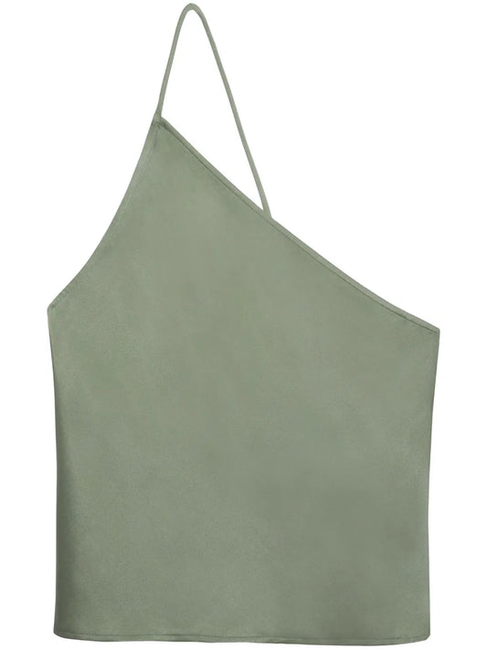 One-Shoulder Silk Top