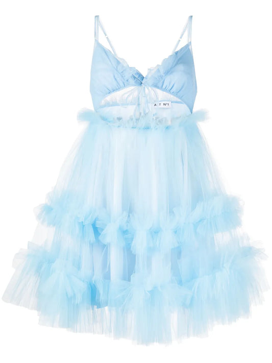 Tulle Ruffled Flared Dress