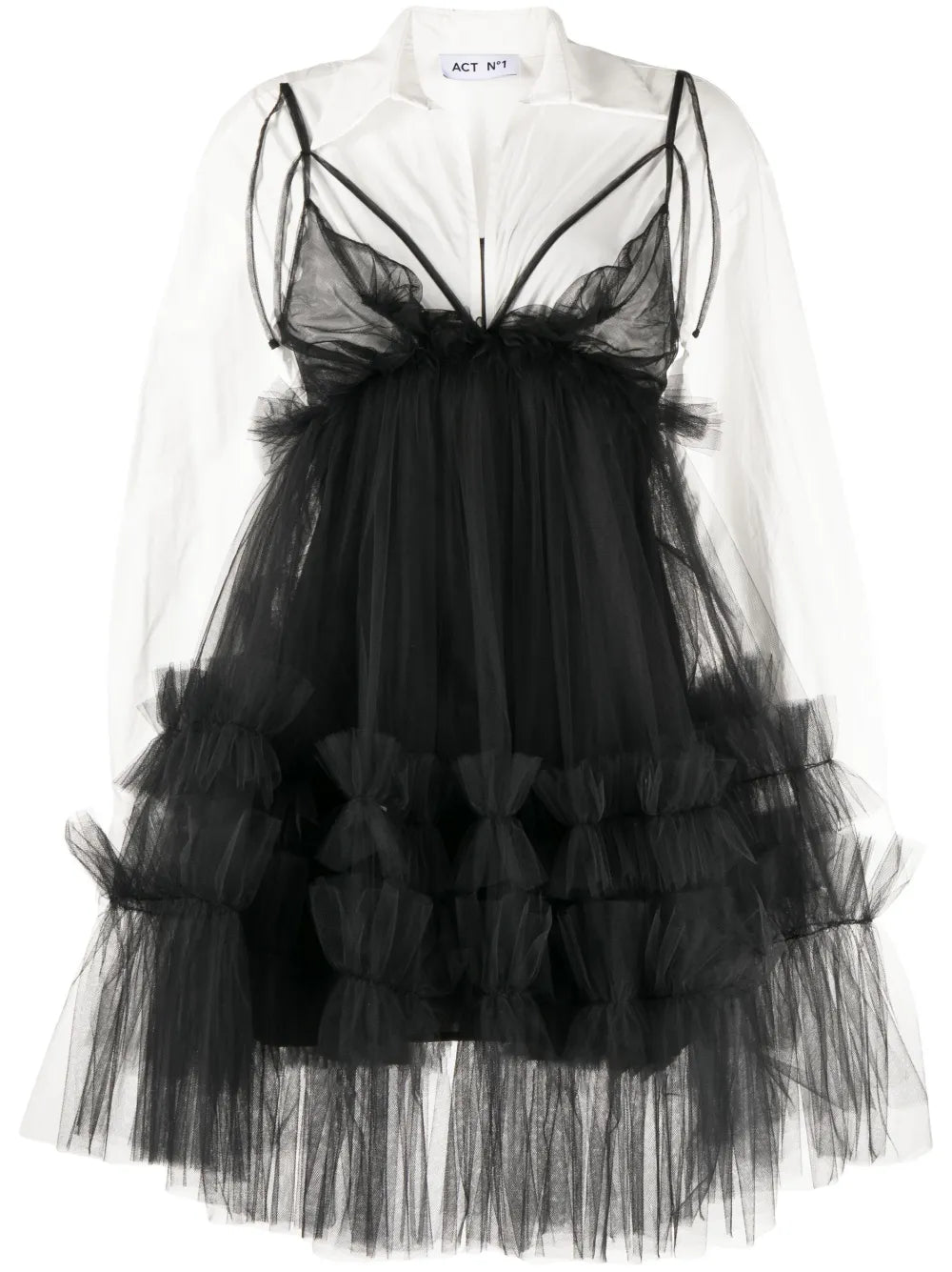 Layered Ruffled Shirt Dress